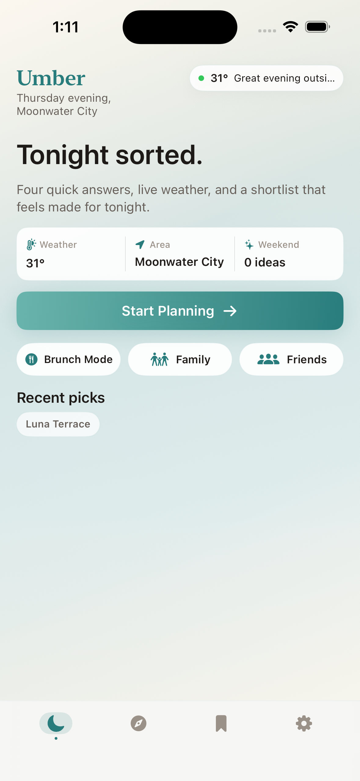 Umber explore screen